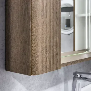 Зеркало-шкаф Comforty Ангара-90 дуб темно-коричневый с LED подсветкой и антизапотеванием