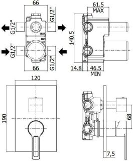 Смеситель для душа Paffoni Ringo RIN018CR/M (с внутренней частью)