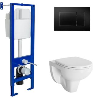 Комплект Berges 4в1 042431: инсталляция ATOM410 кнопка SoftTouch чёрная унитаз Gamma сиденье микролифт