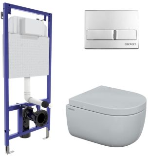 Комплект Berges 4в1 043231: инсталляция NOVUM525 кнопка L3 хром глянец унитаз EGO Rimless сиденье Toma SO