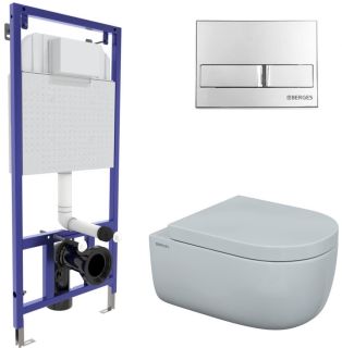 Комплект Berges 4в1 043233: инсталляция NOVUM525 кнопка L3 хром глянец унитаз EGO XL Rimless сиденье Toma SO
