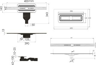 Душевой лоток Berges Wasserhaus Simpel 090110 40 Матовый хром