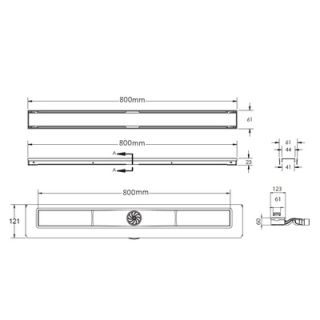 Душевой лоток Berges B1 Keramik 800 (090119) S-сифон боковой, матовый хром
