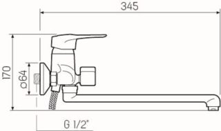 Смеситель для ванны с душем РМС SL55-006EK хром