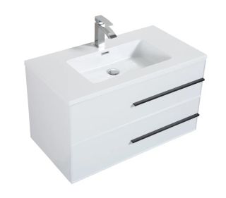 Подвесная тумба с раковиной Parly Spa Bella90 белый глянцевый