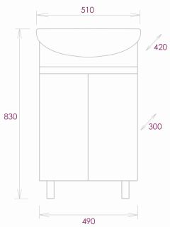 Напольная тумба под раковину Onika Милтон 105037 50см серый/дуб сонома