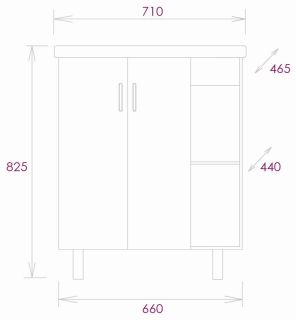 Напольная тумба под раковину Onika Тимбер 107057 70см серый матовый/дуб сонома