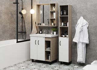 Напольная тумба под раковину Onika Тимбер 107056 70см белый матовый/дуб сонома