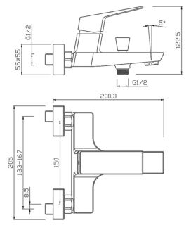 Смеситель для ванны Paini Torre 98YO111 чёрный