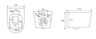 Унитаз CeramaLux B2347 подвесной с сиденьем Микролифт