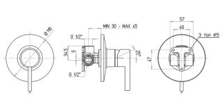 Встраиваемый смеситель для душа Paini Brera 74PJ690 матовое золото