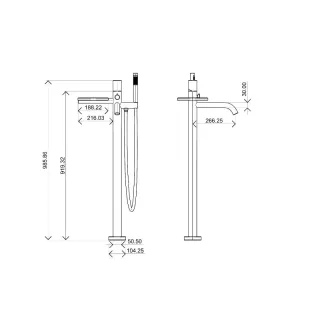 Напольный смеситель для ванны Boheme Stick Spirale 129-SGM.4 оружейная сталь