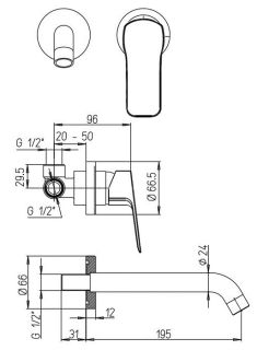 Встраиваемый смеситель для раковины Paini Viva Style P4CR208 хром