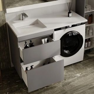 Тумба подвесная Style Line Даллас Леон 120 Люкс Plus СС-00002451 под раковину для стиральной машины серый