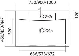 Раковина из искусственного мрамора Art&Max 100см AM-LAV-1000-MR-FP