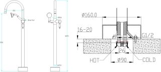 Смеситель напольный Boheme Medici для ванны бронза 309