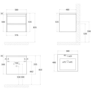 Тумба под раковину ArtMax Family Family-M-580-2C-SO-IS 60 см железный камень