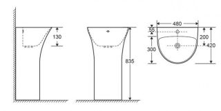 Раковина  CeramaLux G-307G черная 48 см