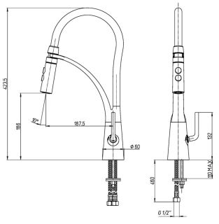 Смеситель для кухни Paini Barolo A9CR557LMKM хром/чёрный