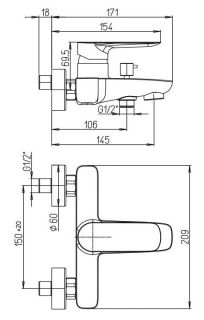 Смеситель для ванны Paini Nove 09CR111 хром