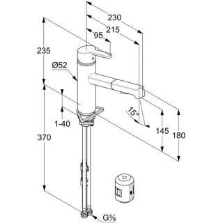 Смеситель для кухни Kludi M3 585813975 с выдвижным изливом чёрный матовый