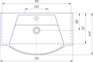 Мебельная раковина Kirovit Монро 75см белый 00000005620