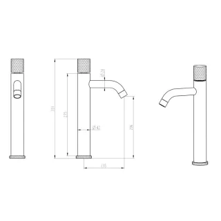 Смеситель для раковины Boheme Stick Touch 122-SGM.2 оружейная сталь