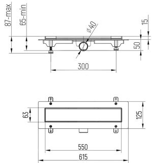 Душевой лоток Paini Line CH550LC 55см чёрный матовый