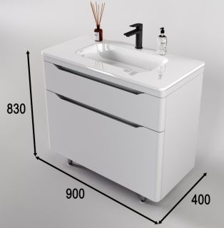 Тумба под раковину Style Line Марелла 90 Люкс Plus СС-00002416 белый матовый