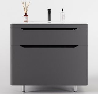 Тумба под раковину Style Line Марелла 90 Люкс Plus СС-00002418 серый матовый