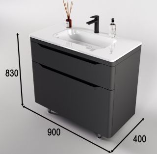 Тумба под раковину Style Line Марелла 90 Люкс Plus СС-00002418 серый матовый