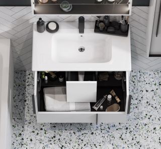 Тумба под раковину Акватон Ривьера 80см белый матовый 1A239001RVX20