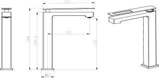 Смеситель для накладной раковины Boheme Q чёрный/золото 142-BG