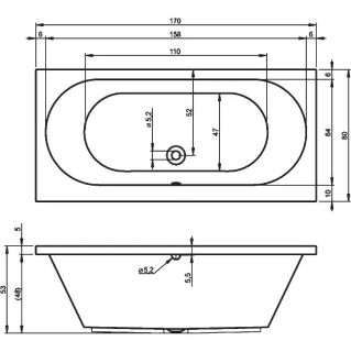 Акриловая ванна Riho Carolina B055001005 170x80см белый