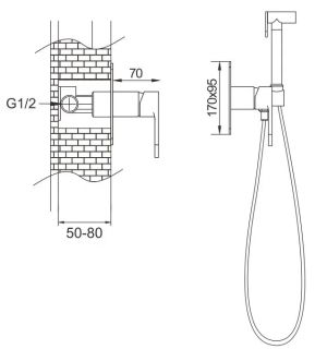 Гигиенический душ со смесителем Rose R205 хром