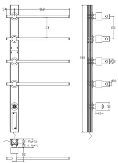 Полотенцесушитель электрический Margaroli Sole 622 Switch box Brushed Gold BG 65x42 см брашированное золото