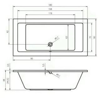 Акриловая ванна Riho Lusso B026001005 180х90см белый
