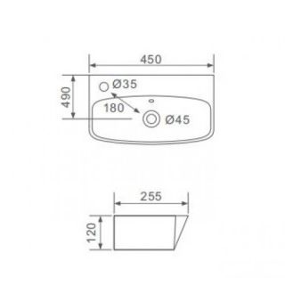 Подвесная раковина Gappo GT701 45 см белый