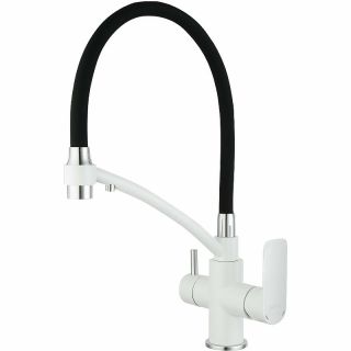 Смеситель для кухни Gappo G4348 с подключением к фильтру белый/хром