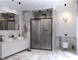 Душевая дверь Ambassador Forsa 17021220AB 140см чёрный/прозрачное