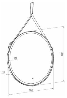 Зеркало с подсветкой Continent Millenium Black ЗЛП1798 на ремне 80см чёрный
