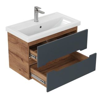 Тумба под раковину подвесная Onika Айленд 107068 70 см графит/дуб крафт золотой