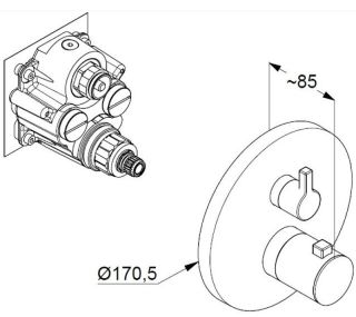 Встраиваемый смеситель для душа Kludi Nova Fonte Puristic с термостатом хром 208350515