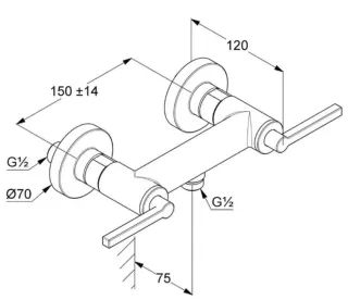 Смеситель для ванны с душем Kludi Nova Fonte Puristic 20540N015 брашированное золото