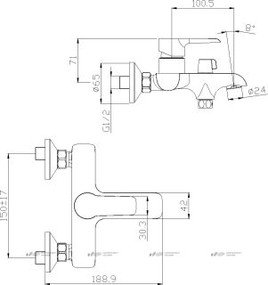 Смеситель для ванны Rossinka W35-31 Белый хром