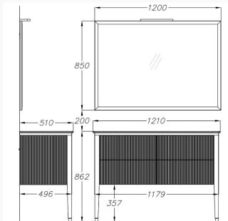 Тумба под раковину Opadiris Рубинно 120 00-00003869 Серая матовая