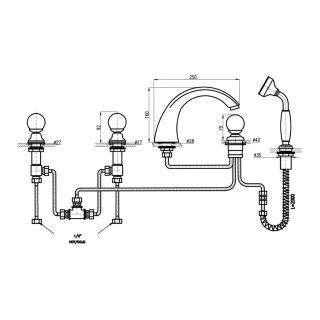 Смеситель на борт ванны Rav Slezak Brilliance BRILLIANCE169.5PSM бронза