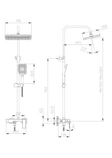Душевая система с изливом RUSH Thira (TR3635-50Grey)
