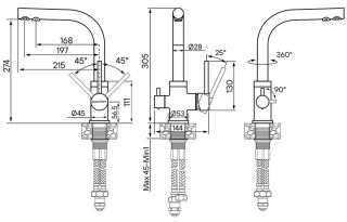 Смеситель для кухни Paulmark Essen Es213011-401BR антрацит/бронза