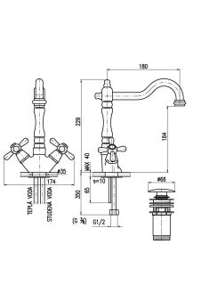 Смеситель для раковины Rav Slezak Morava retro MK121.5/8Z бронза